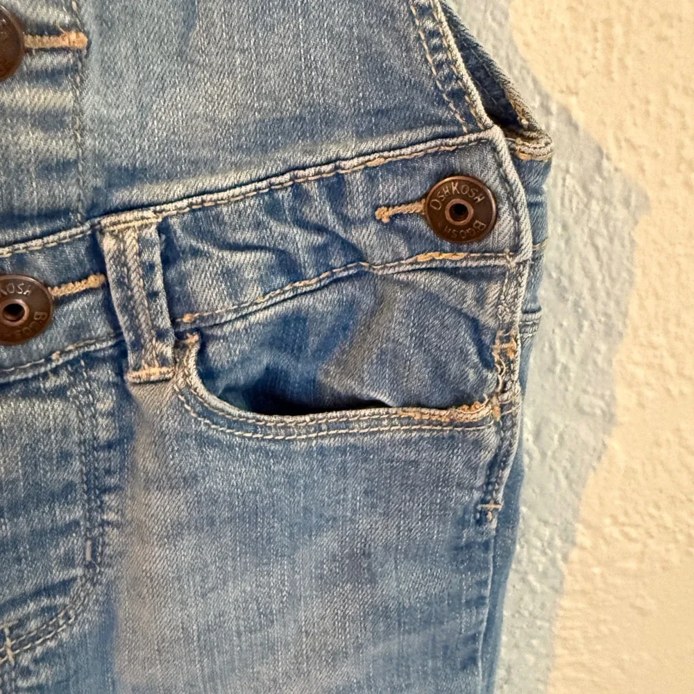 OshKosh Bgosh Girls Blue Denim Bib Overalls Slim Fit Light Wash Kids Size 10